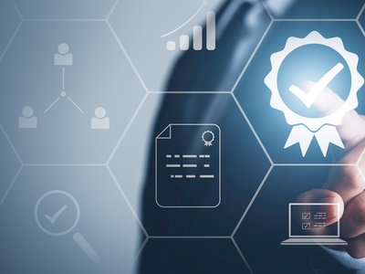 Certification Assurance Guarantee, ISO certification and standardization concept.